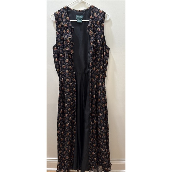 Ralph Lauren Dresses & Skirts - Ralph Lauren 100% Silk Long Floral Print FrontButton Down Sleeveless Dress Sz 14